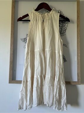 Wilfred Cream Ruffled Neck Tiered Mini Dress